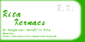 rita kernacs business card